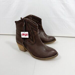 Dingo Women's 9.5M Leather Side Zip Block Heel Western Ankle Booties DI 723 NWT